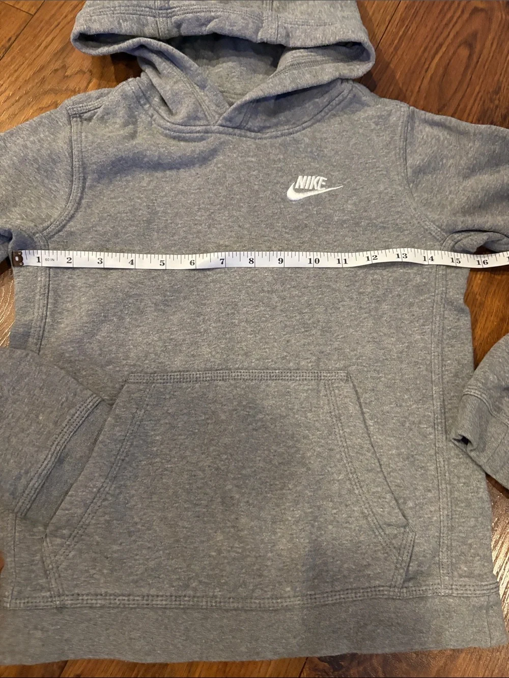 Kids Nike Heather Gray Pullover Hoodie with White Swoosh